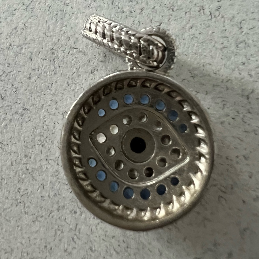 Sterling Silver Evil Eye Necklace Pendant - Picture 5 of 6